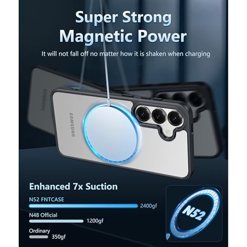 FIRST MART Silicone Magfit Cover for Samsung Galaxy S24 FE (6.7 inch) | Mag-Safe Wireless Charging | Designed with Magnetic Lock Shockproof Phone Bumper Transparent Back Case Cover (Black) - Image 3