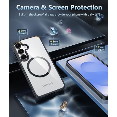 FIRST MART Silicone Magfit Cover for Samsung Galaxy S24 FE (6.7 inch) | Mag-Safe Wireless Charging | Designed with Magnetic Lock Shockproof Phone Bumper Transparent Back Case Cover (Black) - Image 5