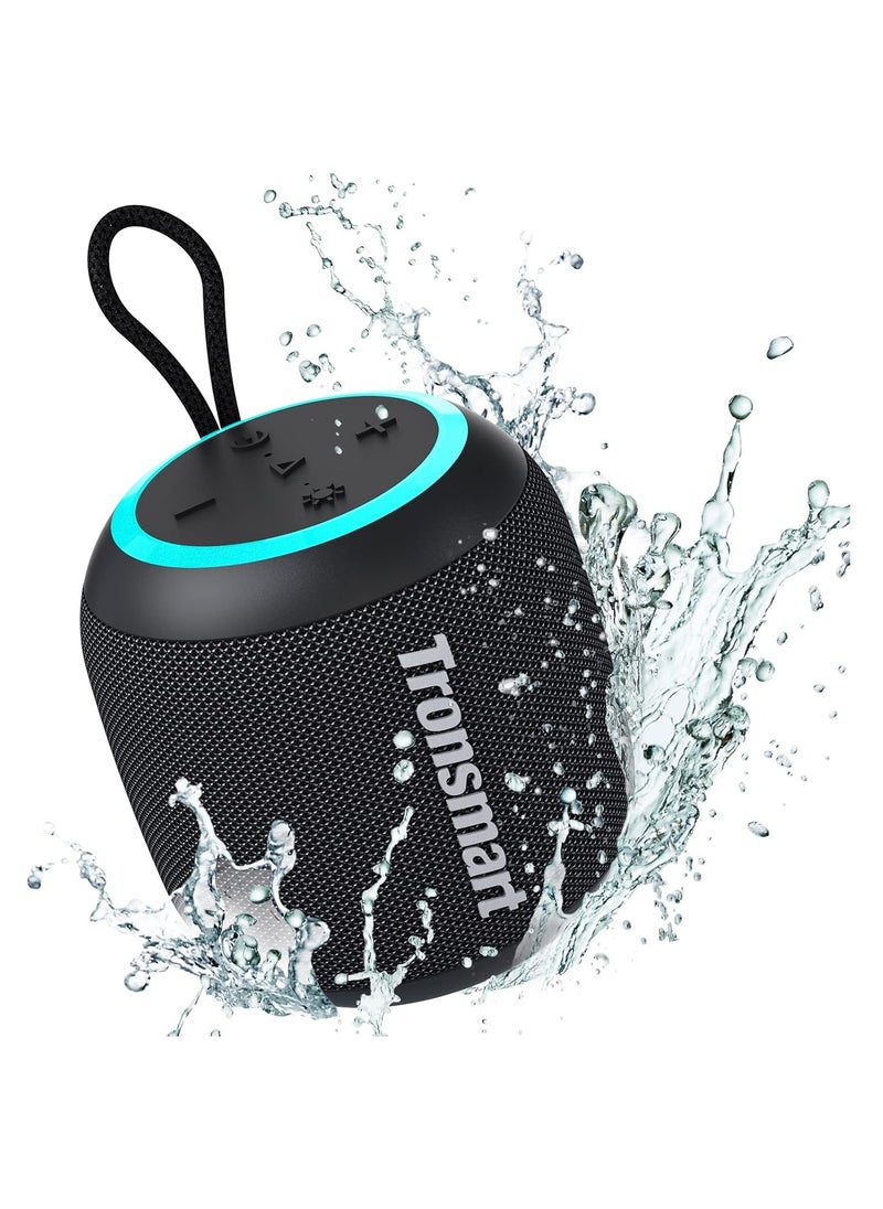 ترونسمارت مكبر صوت محمول صغير الحجم من Tronsmart T7 مزود بإضاءة وصوت ستيريو وبلوتوث 5.3 ووقت تشغيل يصل إلى 18 ساعة وإقران ستيريو ومساعد صوتي ومكبر صوت للاستحمام مقاوم للماء IPX7 ومكبر صوت خارجي - أسود  - Image 1