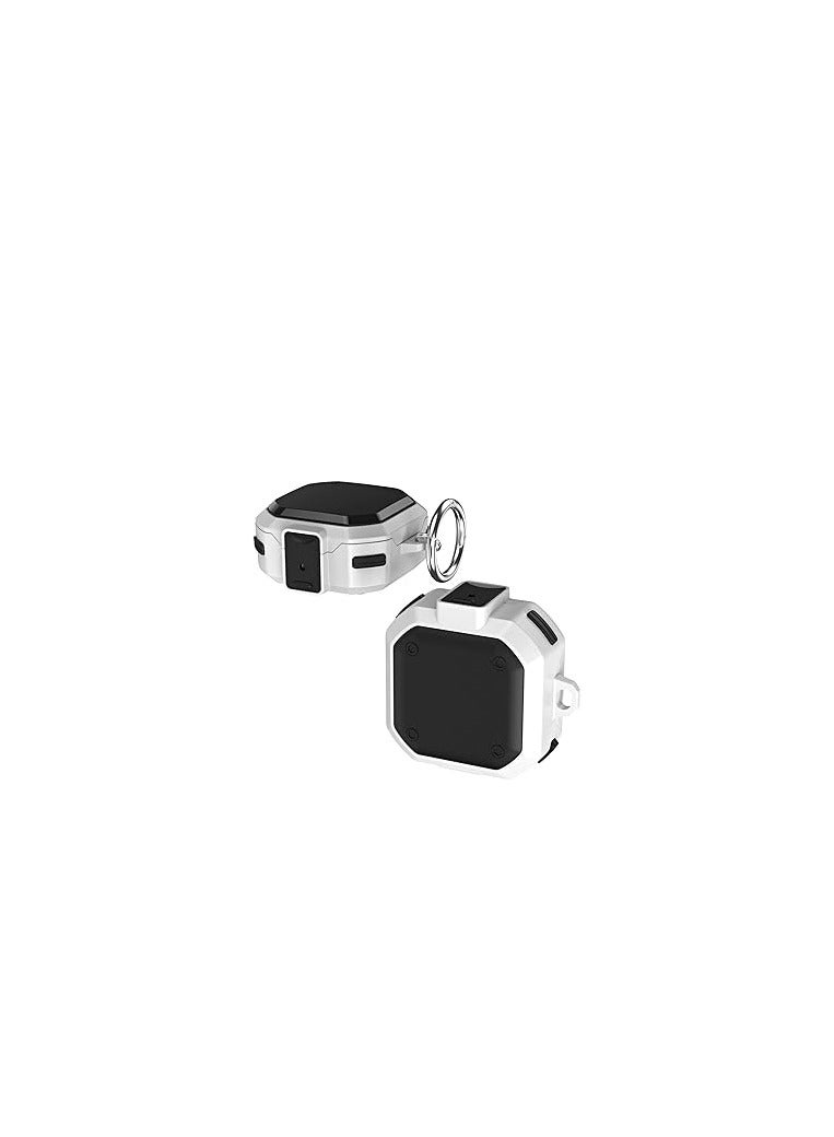 (with Secure Lock) Armor CaseCover for GalaxyBuds2 Pro 2022/GalaxyBuds Pro Case(2021)/GalaxyBuds 2 Case(2021)/Galaxy BudsLive Case(2020) with Carabiner(Device Not Included) (White)  - Image 2