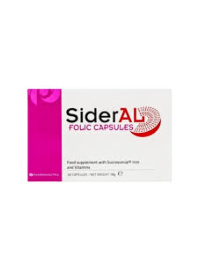 سيديرال سايدرال فوليك، حديد سكروزومي وحمض الفوليك، 30 كبسولة