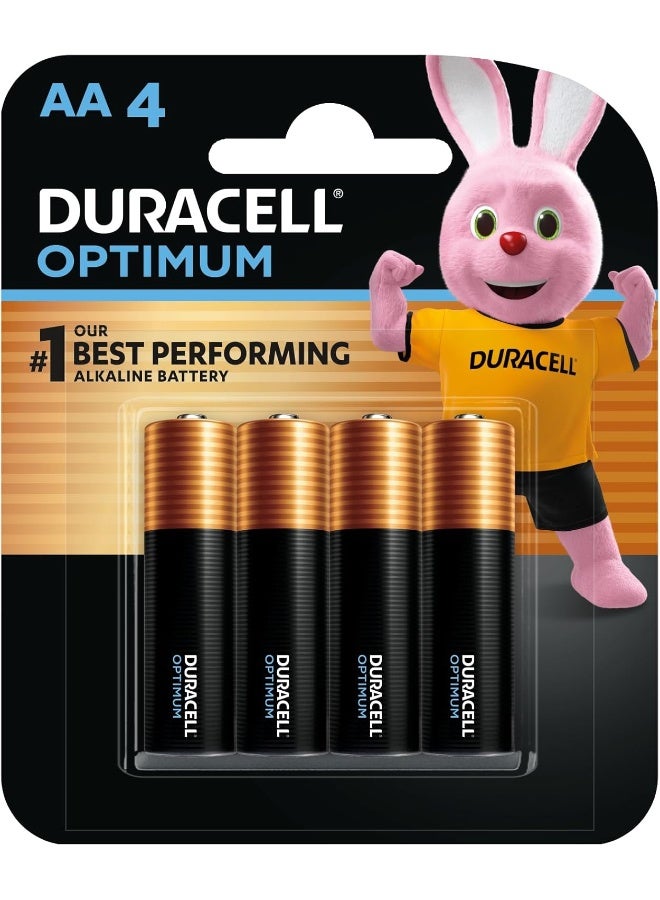 Duracell بطاريات دوراسيل أوبتيموم نوع AA القلوية عبوة من 4، سوداء - Image 1
