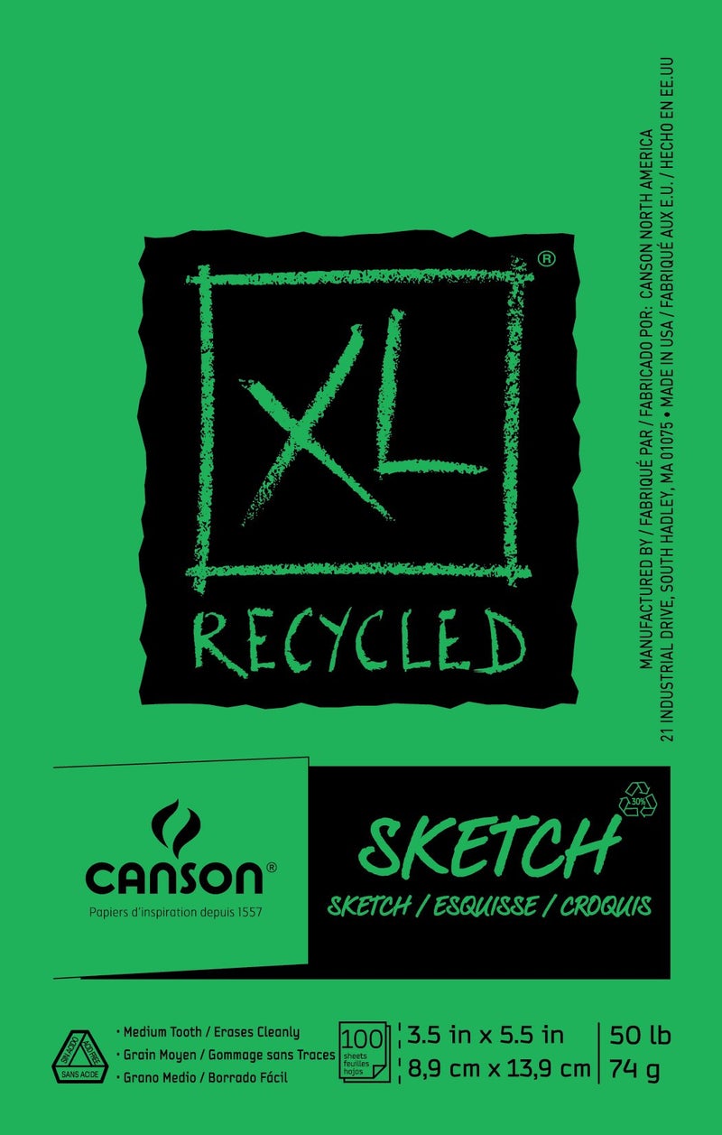 Canson XL Series Sketchbook Recycled Foldover Pad 35x55 inches 100 Sheets 50lb74g Artist Paper for Adults and Students Graphite Charcoal Pencil Colored Pencil - Image 1