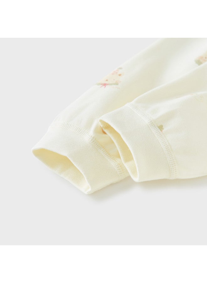 Tongtai سروال أطفال مفتوح الق crotch، ملابس أطفال قطنية نقية لربيع وخريف، سروال أطفال، سروال طويل عالي الخصر لحماية البطن، سروال نوم منزلي - Image 3