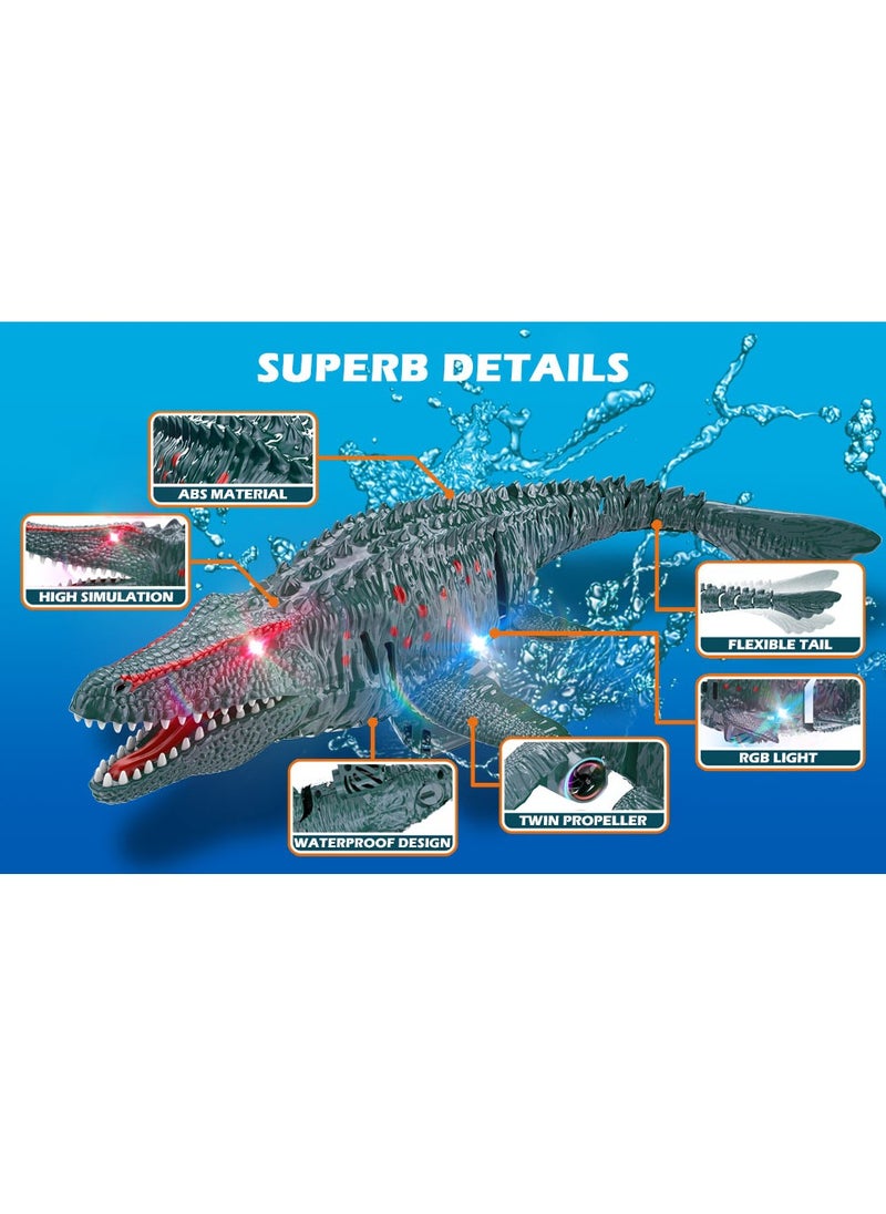 lakia Remote Control Dinosaur, 2.4G Water Toys RC Boat with LED Lights Module Batteries Boat for Swimming Pool Lake Bathroom Bath Birthday Party Kids Boys Girls  - Image 2