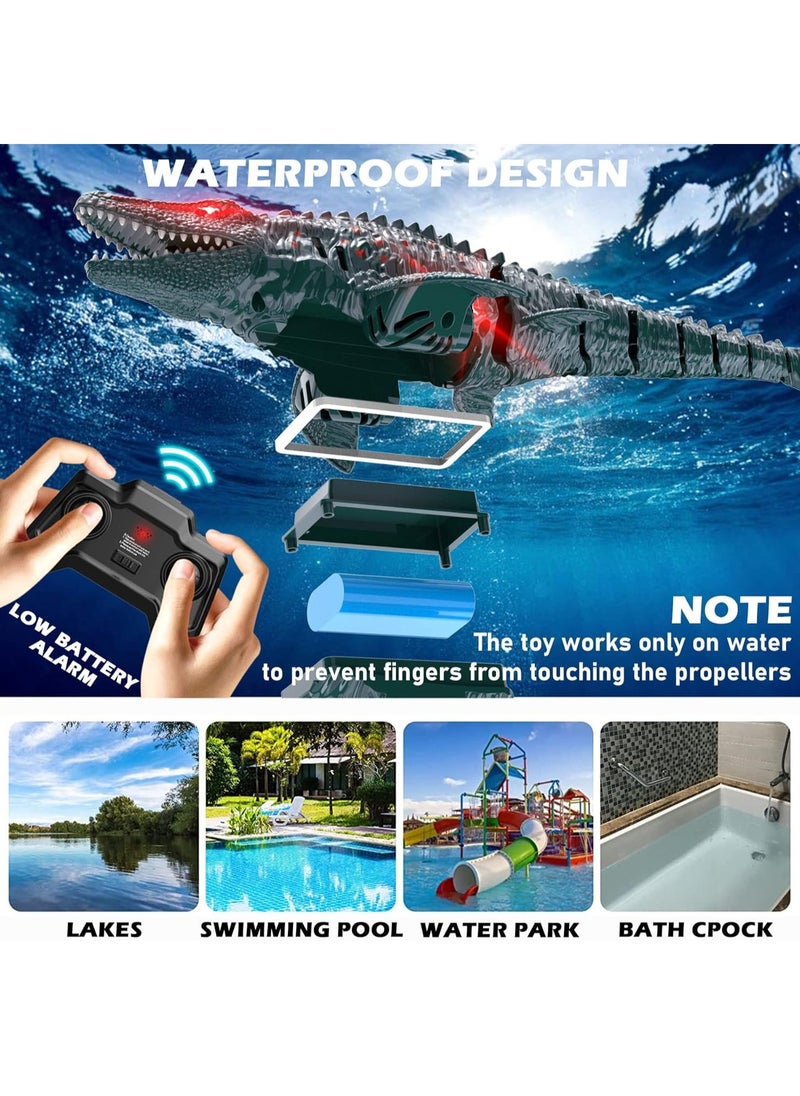 lakia Remote Control Dinosaur, 2.4G Water Toys RC Boat with LED Lights Module Batteries Boat for Swimming Pool Lake Bathroom Bath Birthday Party Kids Boys Girls  - Image 3