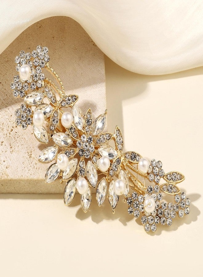 Hapibuy Crystal Rhinestone Pearl Hair Comb Gold Wedding Bridal Hair Pins Accessory - Image 2