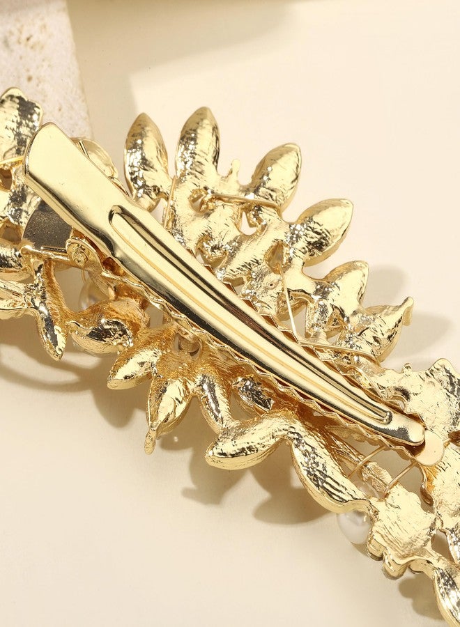 Hapibuy Crystal Rhinestone Pearl Hair Comb Gold Wedding Bridal Hair Pins Accessory - Image 4