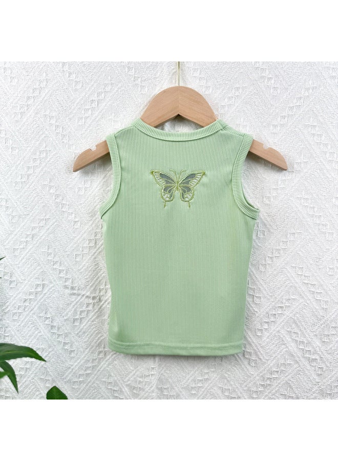 Girls' Vest  Summer Thin Outer Wear Sleeveless Hollow-out Sling Small And Medium-sized Children's Inner Baby's Western Style Top