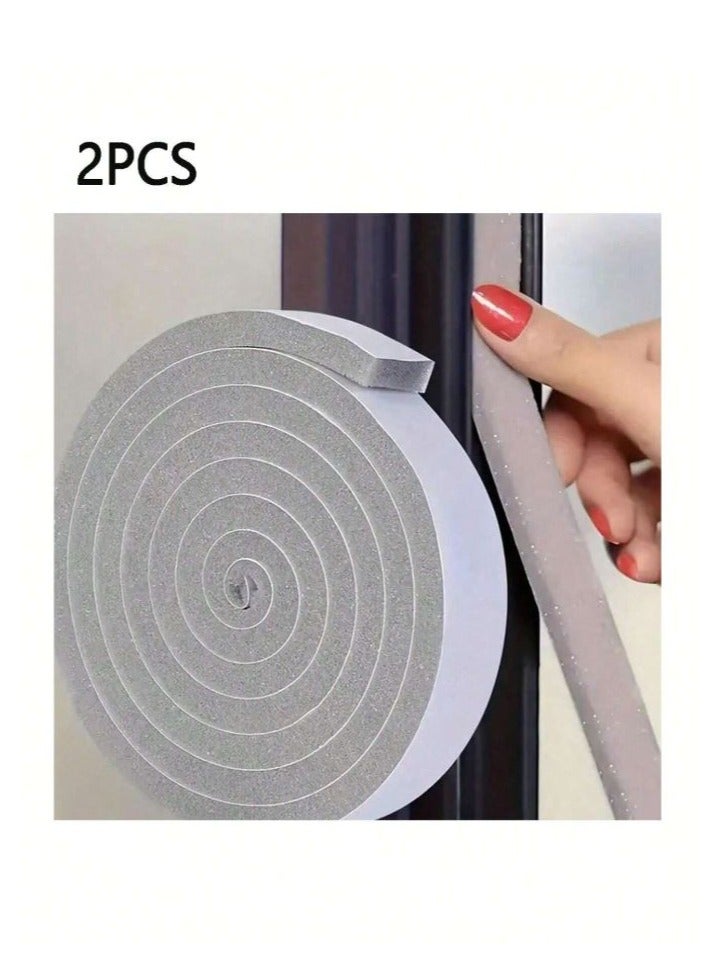 2 Rolls Window And Door Seal Strip, Self-Adhesive Insulation Foam Tape Sponge, Soundproof Door And Window Sound Isolation Rubber Tape, Dustproof - Image 1