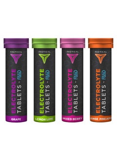 Fluid Tactical- Effervescent Hydration Tablets, Electrolyte Replacement & Dehydration Prevention, 4 Pack, 40 Servings (Variety)