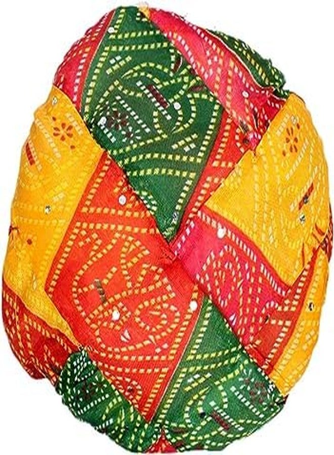 BANI THANI Authentic Rajasthani Cotton Churni Pagdi for Men's & Women's Traditional Round Turban for Wedding or Any Party Events or Festival,Freesize,Support Upto 22inch Head Size (Rajasthani Pagdi) - Image 1
