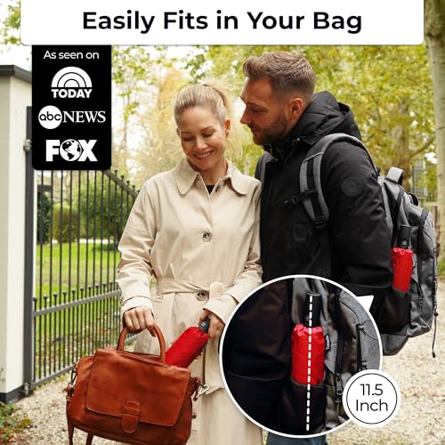 TUMELLA Strongest Windproof Travel Umbrella (Compact, Superior & Beautiful), Small Strong but Light Portable and Automatic Folding Rain Umbrella, Durable Premium Grip, Fits Car and Backpack - Image 2