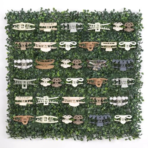 SNOWSTAR Green Grass Claw Clip Organizer Holder, 20x20 inch Hair Clip Stand for Women and Girls, Wall Decor Display - Image 1