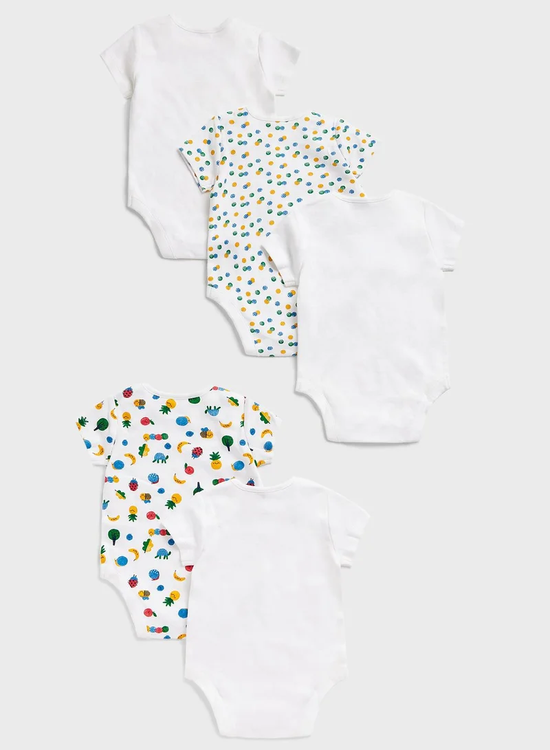 mothercare Kids 5 Pack Fruits Print Bodysuits