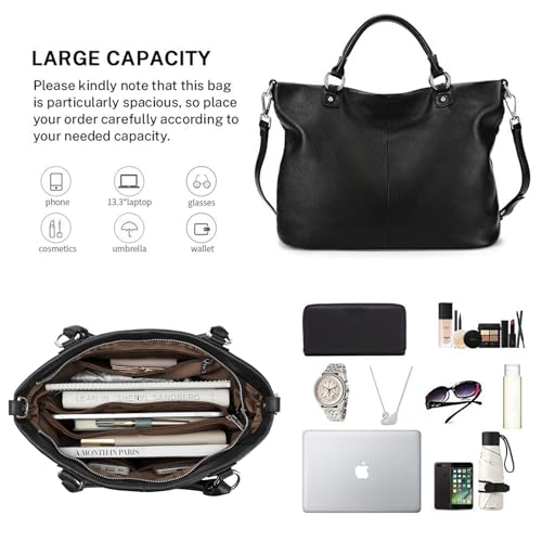 Kattee Women's Soft Leather Tote Bag, Top Satchel Purses and Handbags - Image 4
