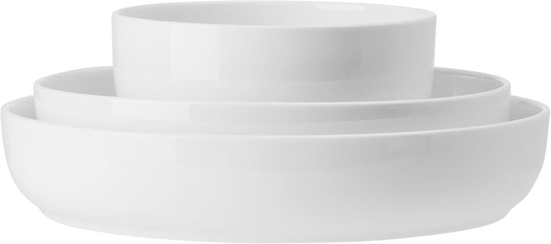 Mikasa Austyn Grey Bone China Lightweight Chip Resistant 9 Piece Dinnerware Bowl Set Service for 3 White - Image 1