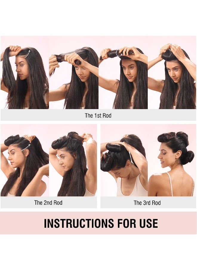 Heatless Hair Curler with Flexi Rods and Hook, Heatless Curling Rod for All Hair Types, Comfortable No-Heat Curlers to Sleep In, Overnight Blowout Curls, Black - Image 3