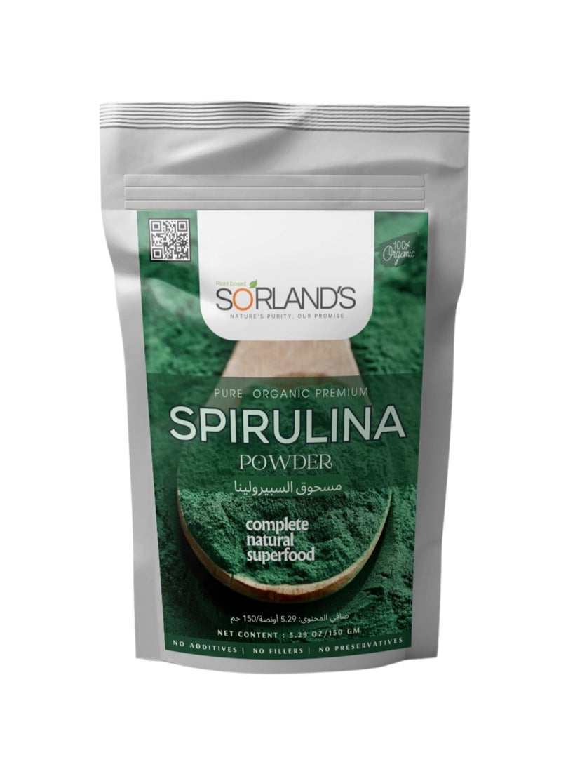Sorland's Pure Organic Spirulina Powder -150 Grams Complete Natural Superfood( Premium Quality Certified Organic)  - Image 1