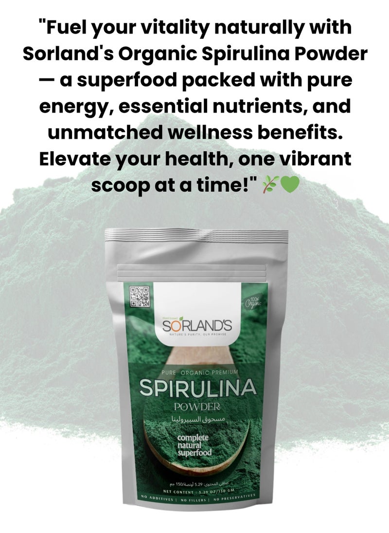 Sorland's Pure Organic Spirulina Powder -150 Grams Complete Natural Superfood( Premium Quality Certified Organic)  - Image 5