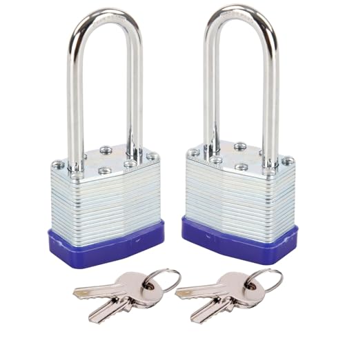 SEPOX® 2PCS Heavy Duty Padlock Keyed Alike, 40MM 1-9/16" Laminated Steel Lock Body, 2-3/8" Extra Long Shackle, Ideal for Gym Locker, Sheds, Gate, Warehouse, Tool Box, Hasp (4 Keys Same) - Image 1