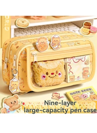 Capybara Pencil Case Set for Teen Girls – Cute School Supplies with Compartments | Zippered Stationery Pouch | Includes Gel Pens, Correction Tape & Stickers | Back to School Supplies for Girls - view 2