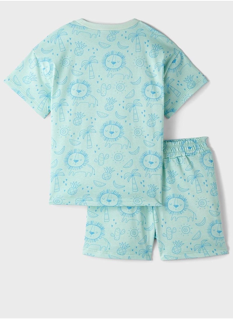 JUNE Kids Crew Neck T-Shirt And Shorts Set - Image 2