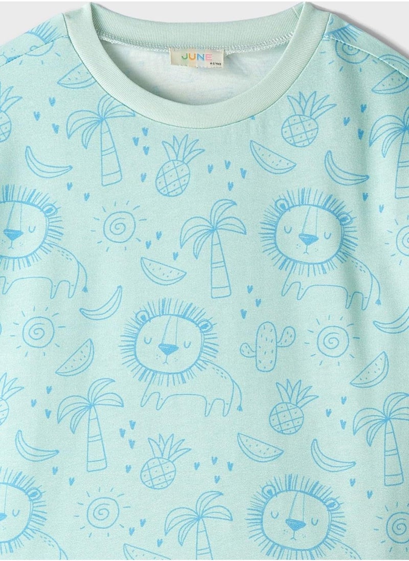 JUNE Kids Crew Neck T-Shirt And Shorts Set - Image 3