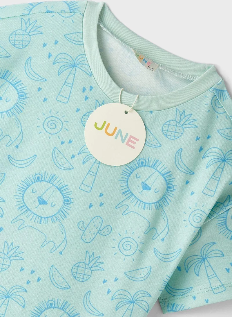 جون Kids Crew Neck T-Shirt And Shorts Set