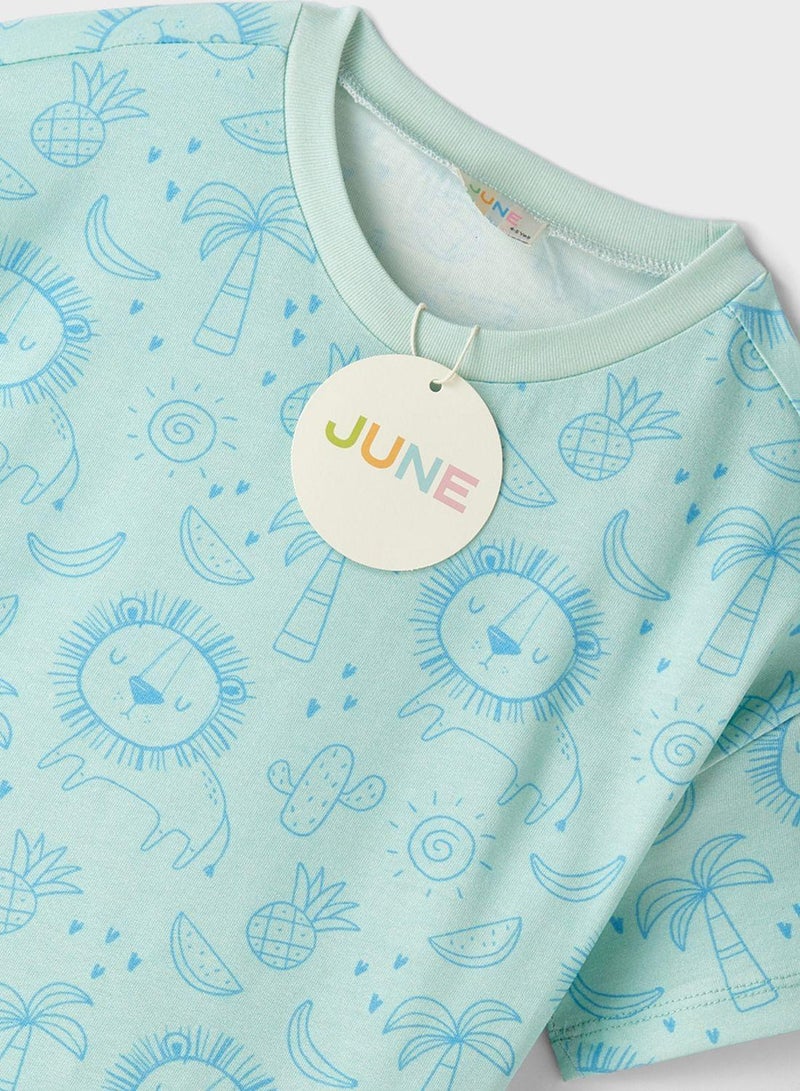 JUNE Kids Crew Neck T-Shirt And Shorts Set - Image 4