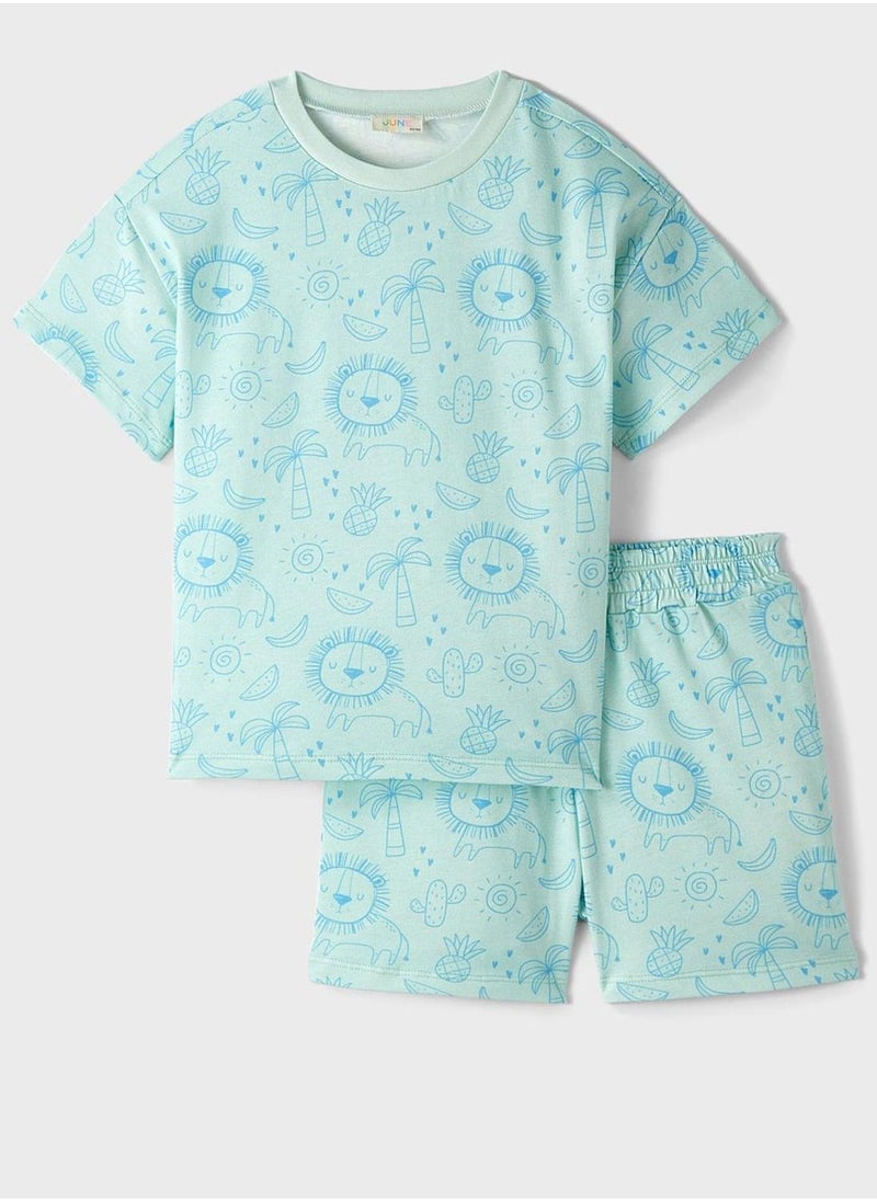 JUNE Kids Crew Neck T-Shirt And Shorts Set - Image 1