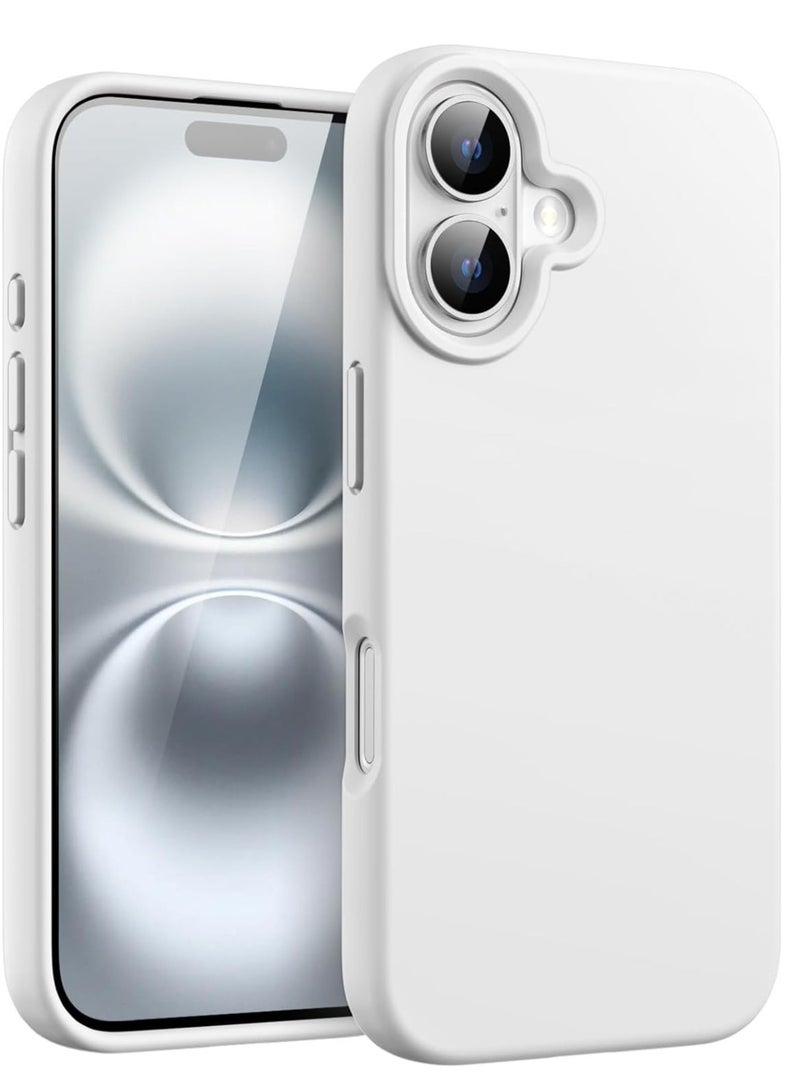 Liquid Silicone Case for iPhone 16 (6.1-Inch) – Silky Soft Touch Full-Body Protective Anti-Scratch Shockproof Cover with Microfiber Lining, White - Image 1