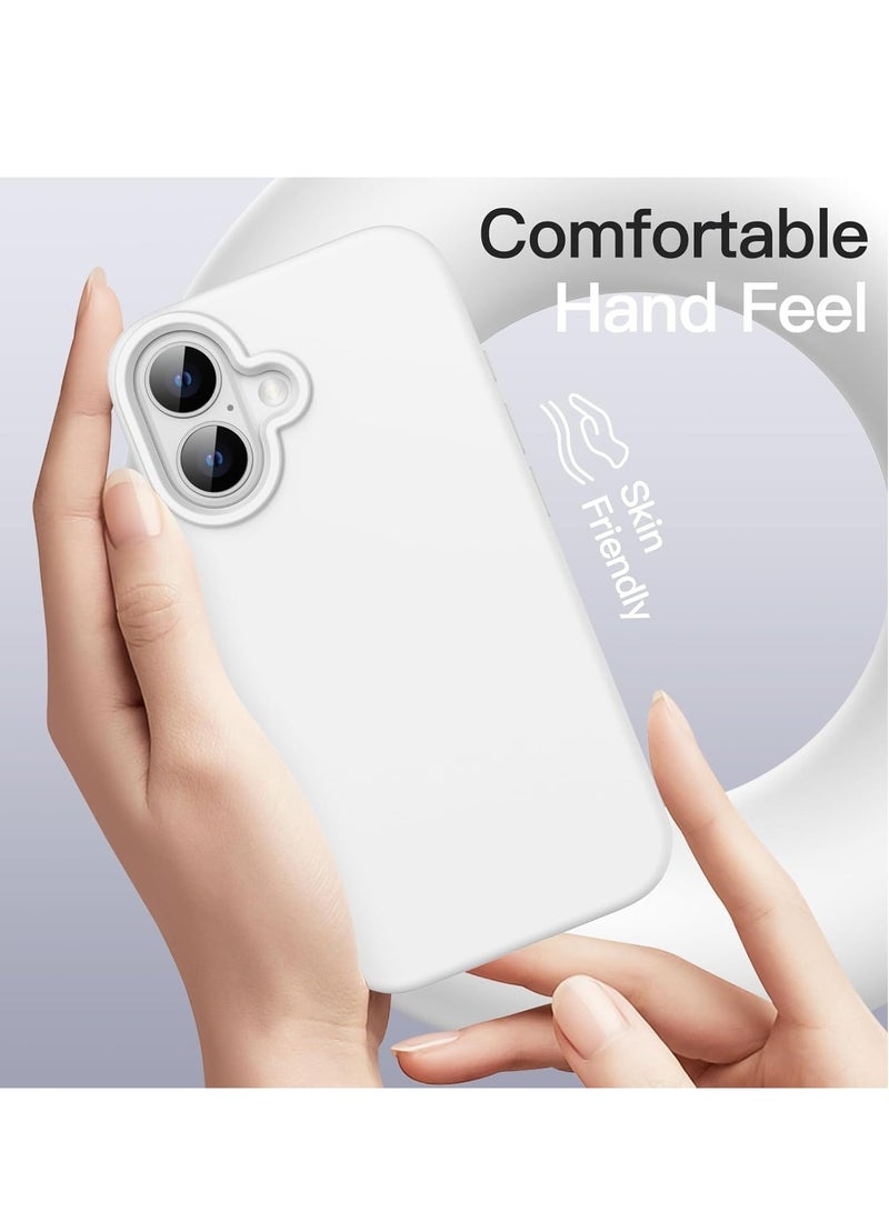 Liquid Silicone Case for iPhone 16 (6.1-Inch) – Silky Soft Touch Full-Body Protective Anti-Scratch Shockproof Cover with Microfiber Lining, White - Image 3