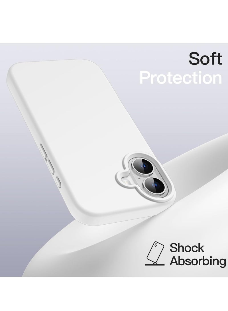 Liquid Silicone Case for iPhone 16 (6.1-Inch) – Silky Soft Touch Full-Body Protective Anti-Scratch Shockproof Cover with Microfiber Lining, White - Image 4