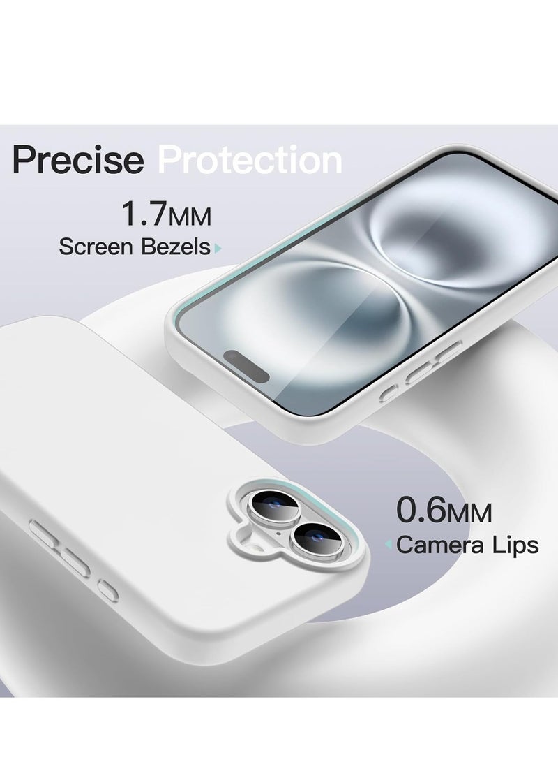 Liquid Silicone Case for iPhone 16 (6.1-Inch) – Silky Soft Touch Full-Body Protective Anti-Scratch Shockproof Cover with Microfiber Lining, White - Image 5