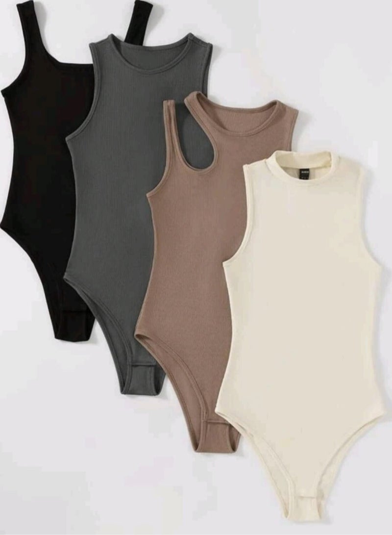 4-Piece Bodysuit Set with Distinctive Designs - Image 3