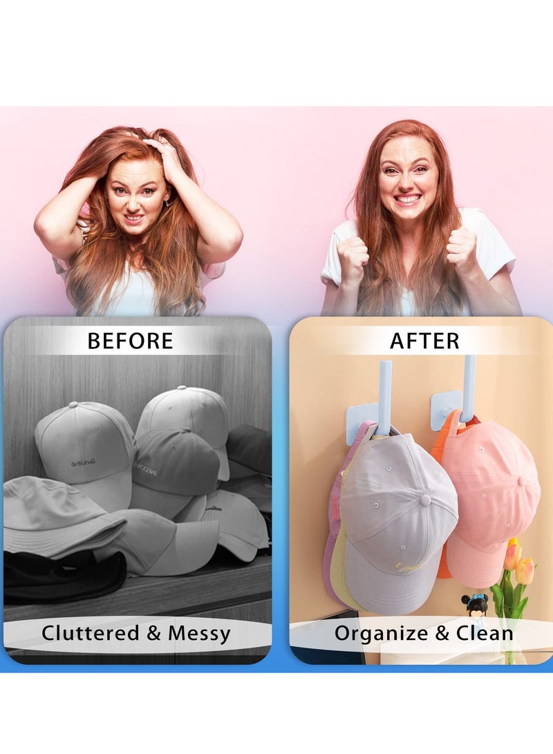 12 Pcs Wall Mounted Hat Rack Organizer Versatile Storage Solution For Baseball Caps Ideal For Closet Bedroom Bathroom and Laundry White - Image 2