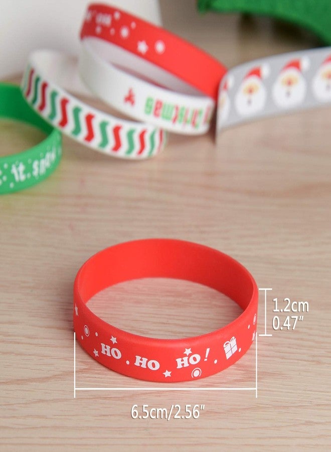 FEPITO 35 Pieces Christmas Wristband Silicone Wristbands Rubber Band for Christmas Party Decoration 7 Merry Xmas Patterns - Image 3