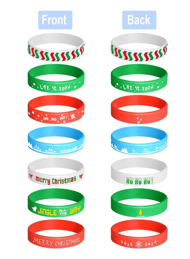 FEPITO 35 Pieces Christmas Wristband Silicone Wristbands Rubber Band for Christmas Party Decoration 7 Merry Xmas Patterns - Image 2