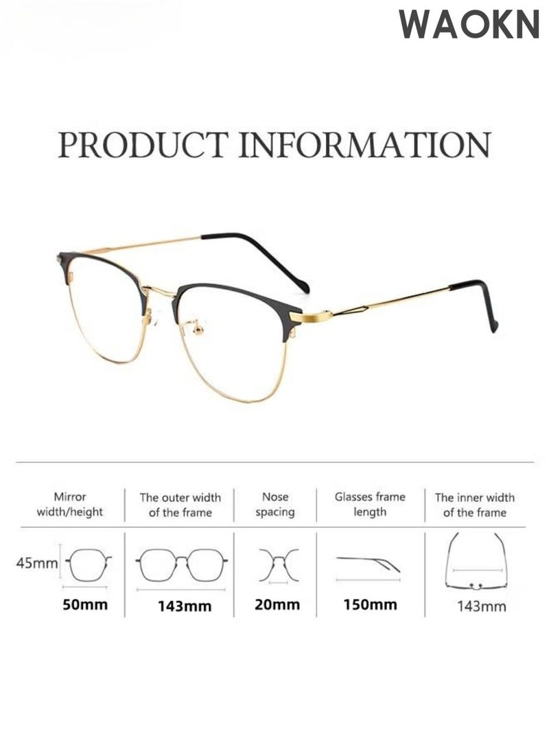 WAOKN Blue Light Blocking Glasses,Blue Light Filter Computer Reading Gaming TV Phones Eyeglasses, Fashion Anti Eyestrain Headache Eyewear for Men Women ,Photochromic blue light blocking glasses,Black Gold ,50mm. - Image 5