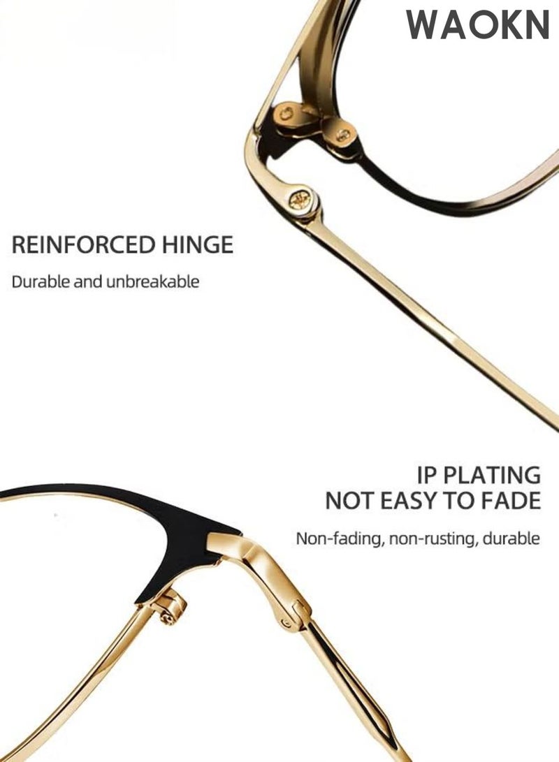 WAOKN Blue Light Blocking Glasses,Blue Light Filter Computer Reading Gaming TV Phones Eyeglasses, Fashion Anti Eyestrain Headache Eyewear for Men Women ,Photochromic blue light blocking glasses,Black Gold ,50mm. - Image 2