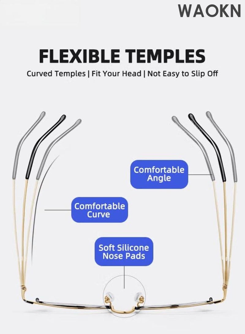 WAOKN Blue Light Blocking Glasses,Blue Light Filter Computer Reading Gaming TV Phones Eyeglasses, Fashion Anti Eyestrain Headache Eyewear for Men Women ,Photochromic blue light blocking glasses,Black Gold ,50mm. - Image 3