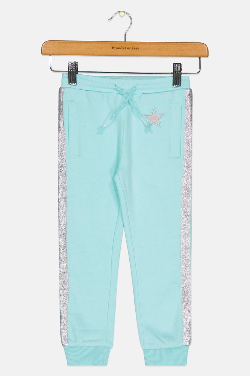 Hamleys Toddlers Girl Metallic Jogger Pants, Turquoise - Image 2