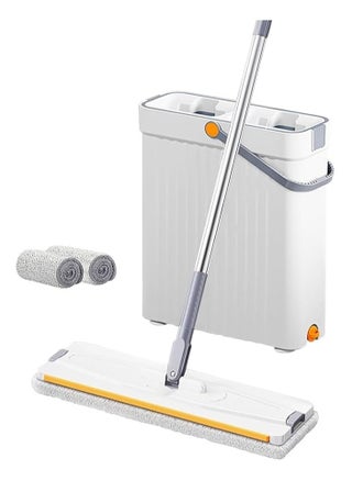 Self-Wringing Flat Mop and Bucket System, Hands-Free Cleaning Set with 2 Microfibre Pads, Long Handle (Multicolor) - pzsku/ZA7A6F9AFFE62701353D1Z/45/1742824085/a963bc83-9d45-4a57-92ca-7a72bd070af8