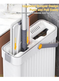 Spaceshoop Self-Wringing Flat Mop and Bucket System, Hands-Free Cleaning Set with 2 Microfibre Pads, Long Handle (Multicolor)  - Image 2