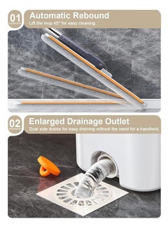 Spaceshoop Self-Wringing Flat Mop and Bucket System, Hands-Free Cleaning Set with 2 Microfibre Pads, Long Handle (Multicolor)  - Image 4