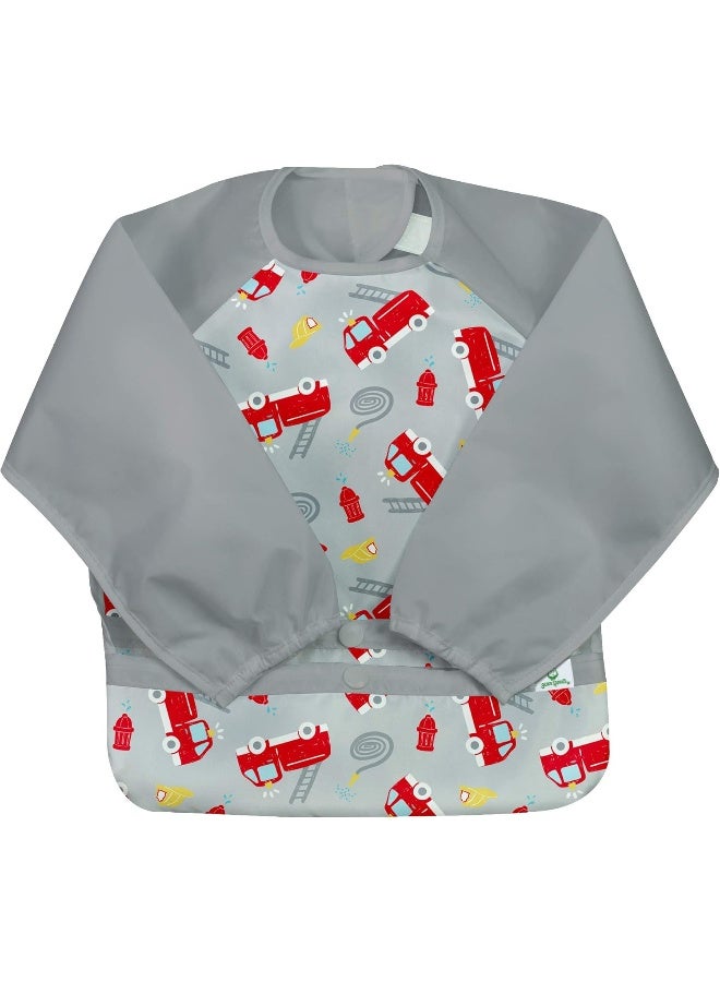 green sprouts Snap & Go Easy-wear Long Sleeve Bib 12-24mo Aqua Dinosaurs - Image 2