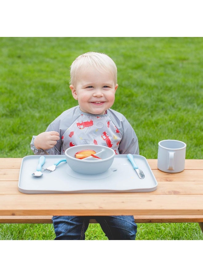 green sprouts Snap & Go Easy-wear Long Sleeve Bib 12-24mo Aqua Dinosaurs - Image 4