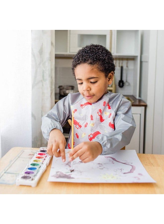 green sprouts Snap & Go Easy-wear Long Sleeve Bib 12-24mo Aqua Dinosaurs - Image 5