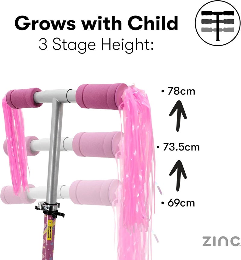 ZINC Two Wheeled Folding Light Up Scooter - Light up LED Wheels, Folding, Fold Down Handles, Non-Slip Deck, Height Adjustable, For Ages 3+, Great Gift Idea - Image 4